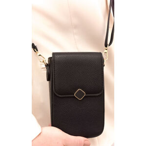 Dámska čierna kabelka na telefón/peňaženka s popruhom crossbody NICOLA