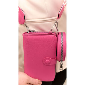 Dámska ružová kabelka na telefón/peňaženka s popruhom crossbody SIMONE