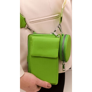 Dámska zelená kabelka na telefón/peňaženka s popruhom crossbody SIMONE