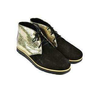 Dámske čierno-zlaté kožené topánky ZEFIR