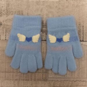 Detské zateplené modré rukavice 6-12Y BOW