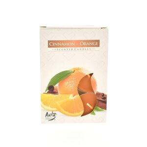 Oranžové čajové sviečky CINNAMON-ORANGE 6ks