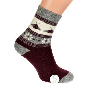 Termo vlnené bordovo-sivé ponožky W-TER