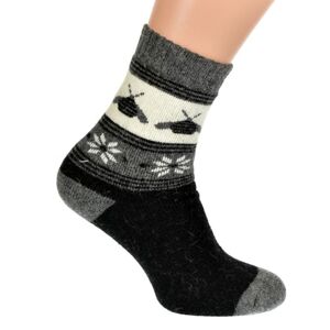 Termo vlnené čierno-sivé ponožky W-TER